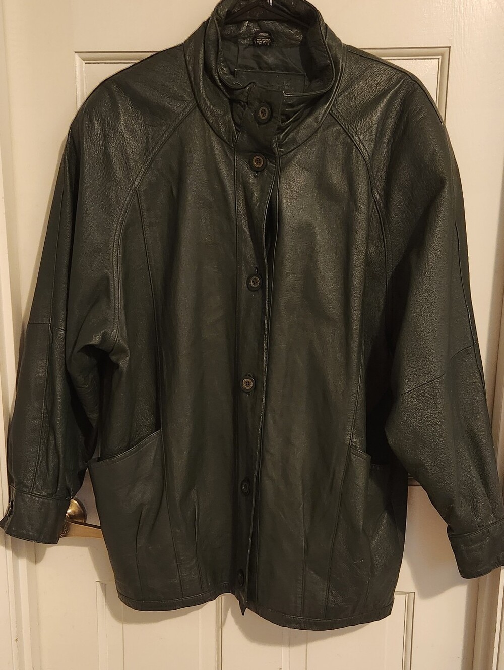 Vintage Jacqueline Ferrar Dark Green Leather Jacket , Size M
